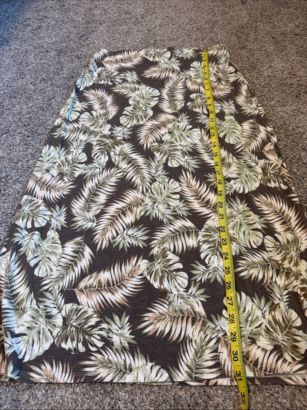 J Jill Olive Skirt with Pam Leaf Print, Wide Band Elastic Waist, perfect! XSp